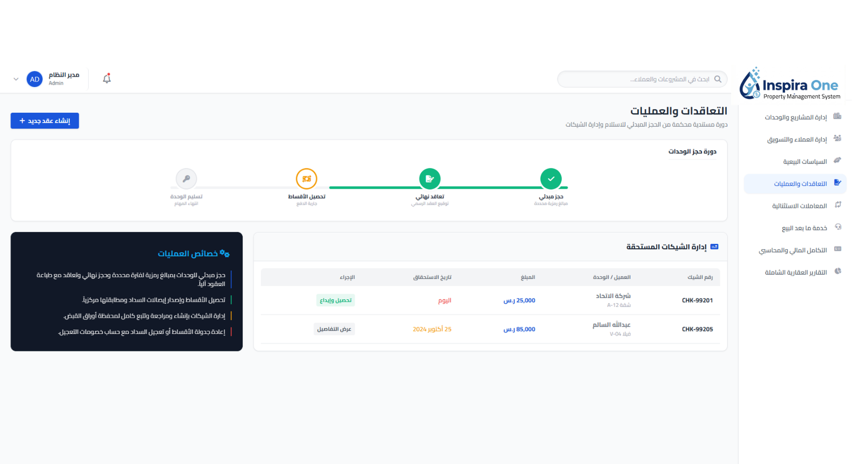 التعاقدات والعمليات